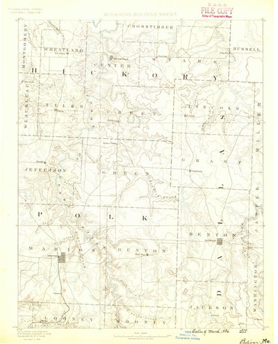 United States Geological Survey Bolivar, MO (1884, 125000-Scale) digital map