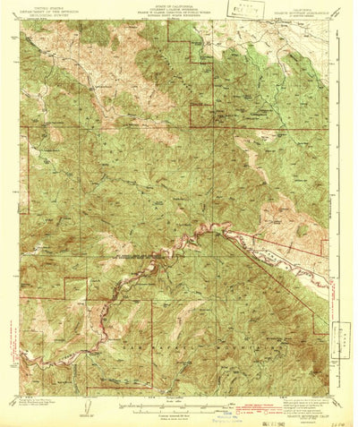 United States Geological Survey Branch Mountain, CA (1942, 62500-Scale) digital map