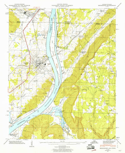 United States Geological Survey Bridgeport, AL-TN (1945, 24000-Scale) digital map