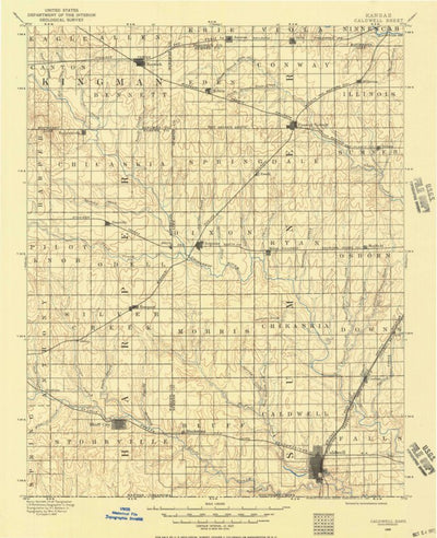 United States Geological Survey Caldwell, KS (1889, 125000-Scale) digital map