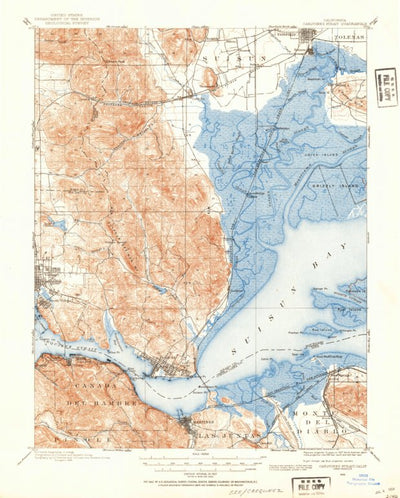 United States Geological Survey Carquinez Strait, CA (1896, 62500-Scale) digital map