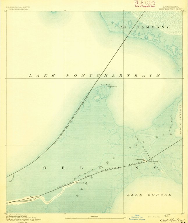 Chef Menteur LA 1892 62500 Scale - United States Geological Survey Chef Menteur La 1892 62500 Scale Digital Map 37047085662364 