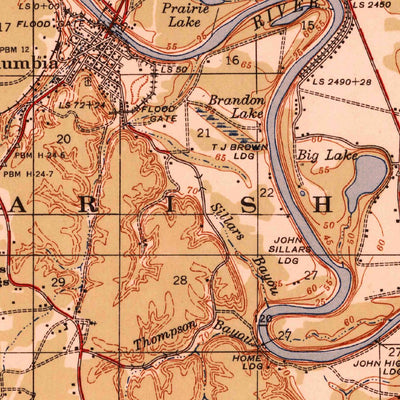 United States Geological Survey Columbia, LA (1940, 62500-Scale) digital map