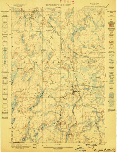 United States Geological Survey Crystal Falls, MI-WI (1899, 62500-Scale) digital map