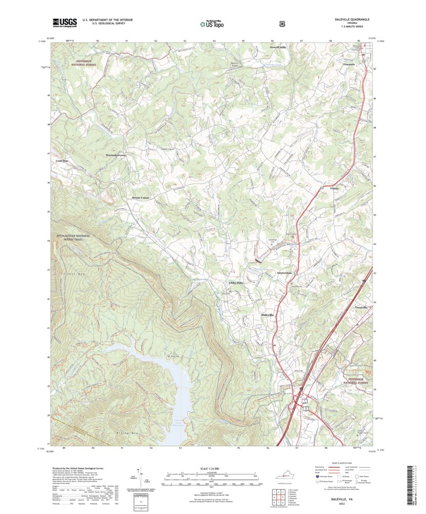 Daleville, VA (2022, 24000-Scale) Map by United States Geological ...