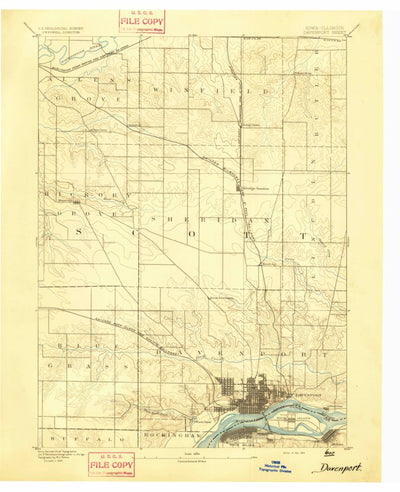 United States Geological Survey Davenport, IA-IL (1894, 62500-Scale) digital map