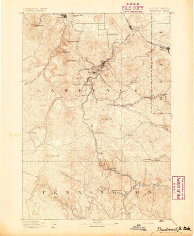 United States Geological Survey Deadwood, SD (1894, 125000-Scale) digital map