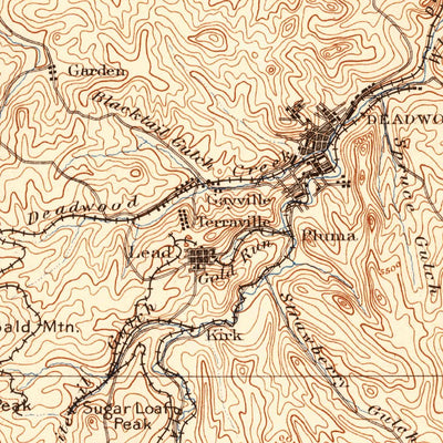 United States Geological Survey Deadwood, SD (1894, 125000-Scale) digital map