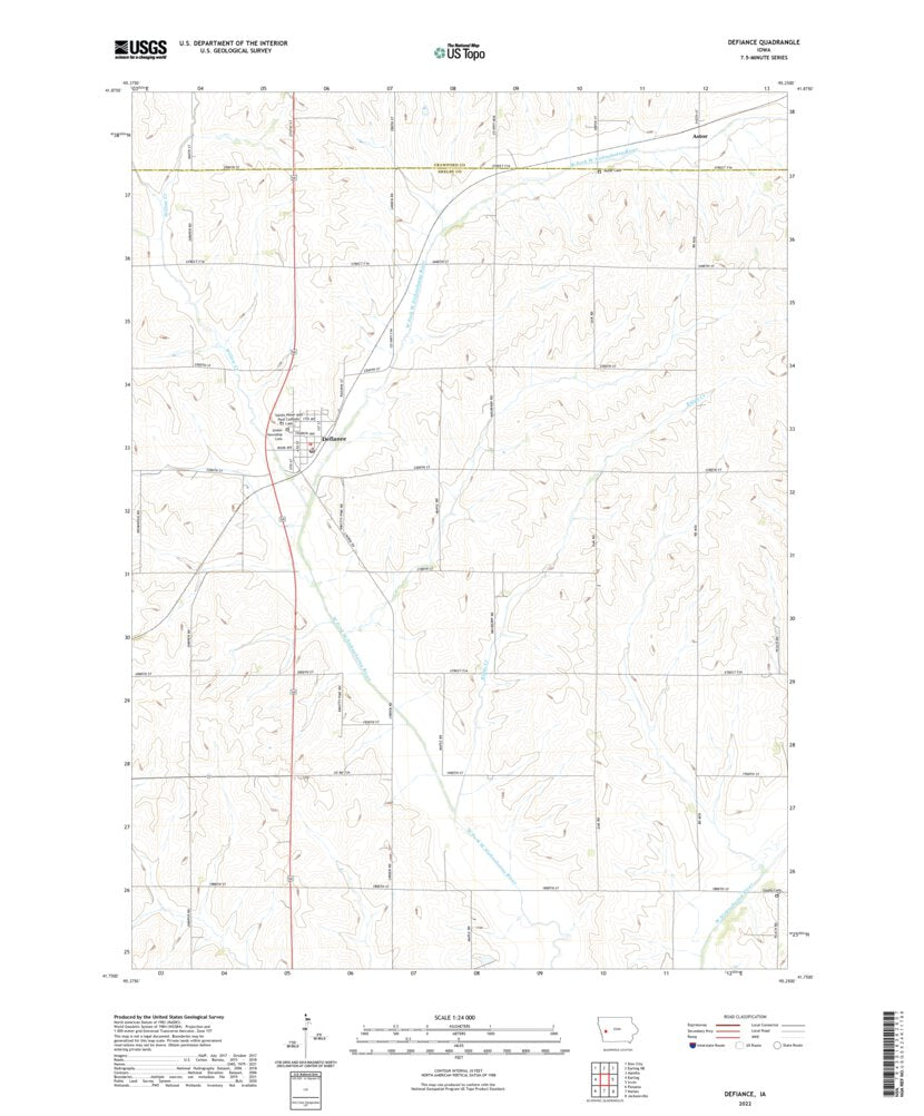 Defiance, IA (2022, 24000-Scale) Map by United States Geological Survey ...