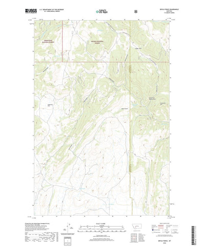 United States Geological Survey Devils Fence, MT (2020, 24000-Scale) digital map