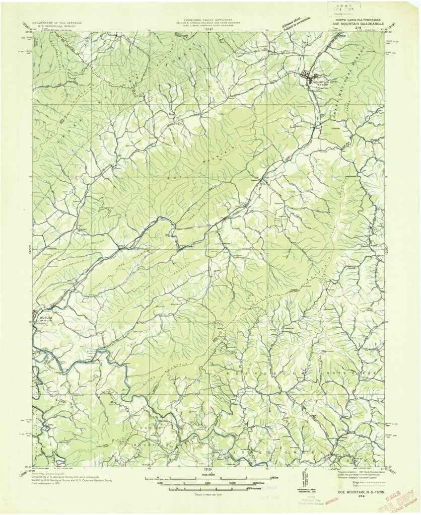 Doc Mountain, TN-NC (1935, 48000-Scale) Map by United States Geological ...