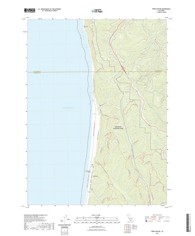 United States Geological Survey Fern Canyon, CA (2021, 24000-Scale) digital map
