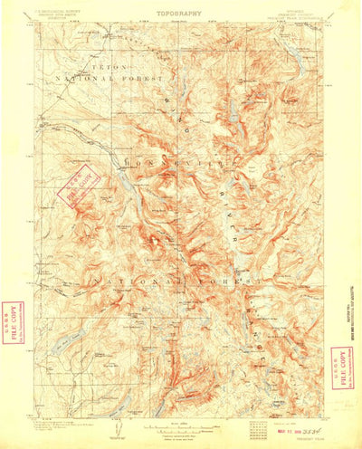 United States Geological Survey Fremont Peak, WY (1909, 125000-Scale) digital map