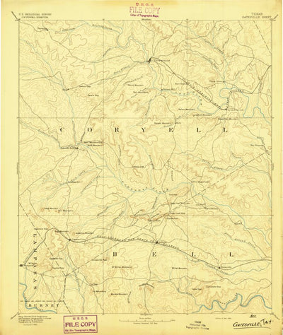 United States Geological Survey Gatesville, TX (1894, 125000-Scale) digital map