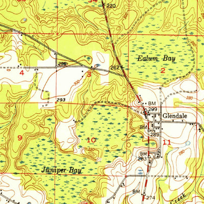 United States Geological Survey Glendale, FL-AL (1949, 62500-Scale) digital map