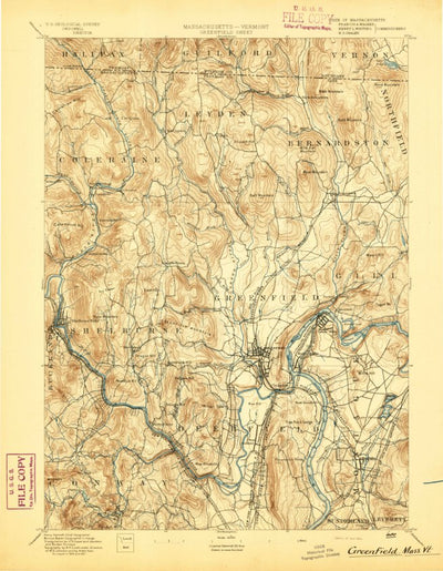 United States Geological Survey Grenfield, MA-VT (1894, 62500-Scale) digital map
