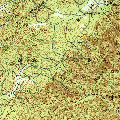 United States Geological Survey Haw Knob, TN-NC (1937, 62500-Scale) digital map