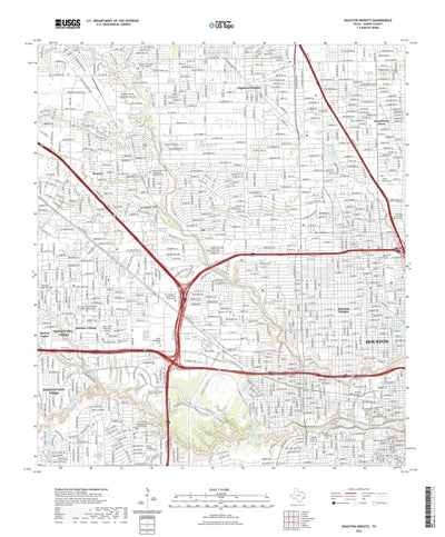 United States Geological Survey Houston Heights, TX (2022, 24000-Scale) digital map