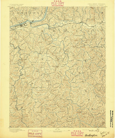 United States Geological Survey Huntington, WV-OH (1892, 125000-Scale) digital map