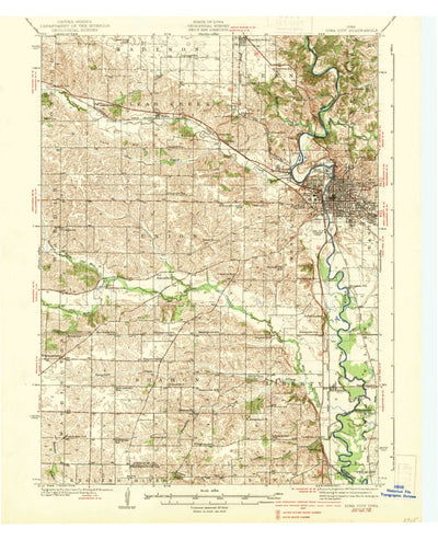United States Geological Survey Iowa City, IA (1938, 62500-Scale) digital map