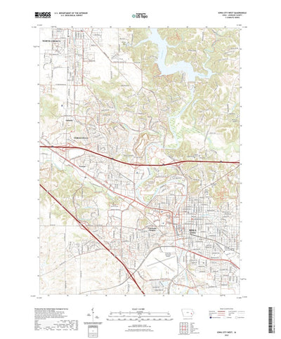 United States Geological Survey Iowa City West, IA (2022, 24000-Scale) digital map