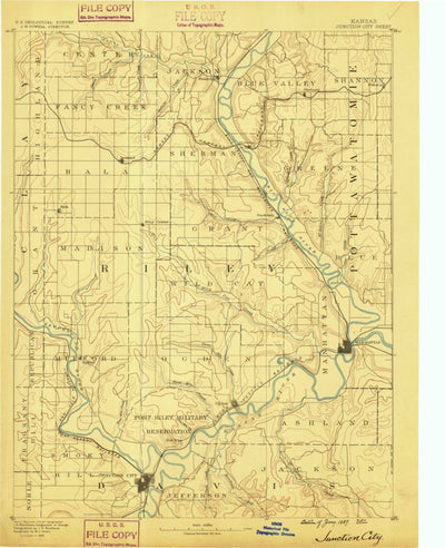 United States Geological Survey Junction City, KS (1889, 125000-Scale) digital map