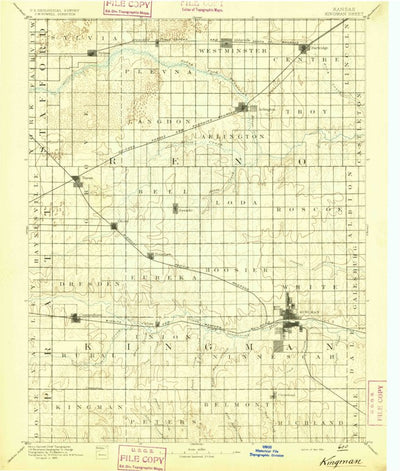 United States Geological Survey Kingman, KS (1894, 125000-Scale) digital map