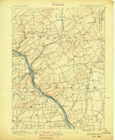 United States Geological Survey Lambertville, PA-NJ (1890, 62500-Scale) digital map