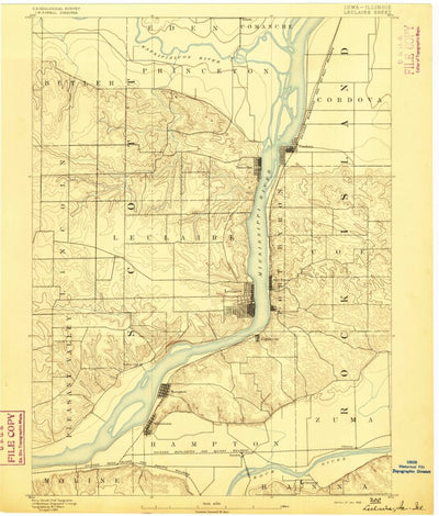 United States Geological Survey Leclaire, IA-IL (1892, 62500-Scale) digital map