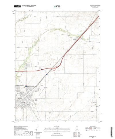 United States Geological Survey Lincoln East, IL (2021, 24000-Scale) digital map