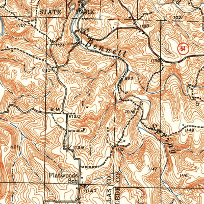 United States Geological Survey Long Lane, MO (1942, 62500-Scale) digital map