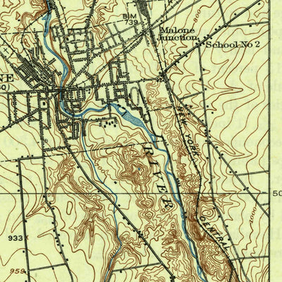 United States Geological Survey Malone, NY (1917, 62500-Scale) digital map