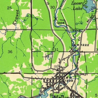 United States Geological Survey Mellen, WI (1942, 48000-Scale) digital map