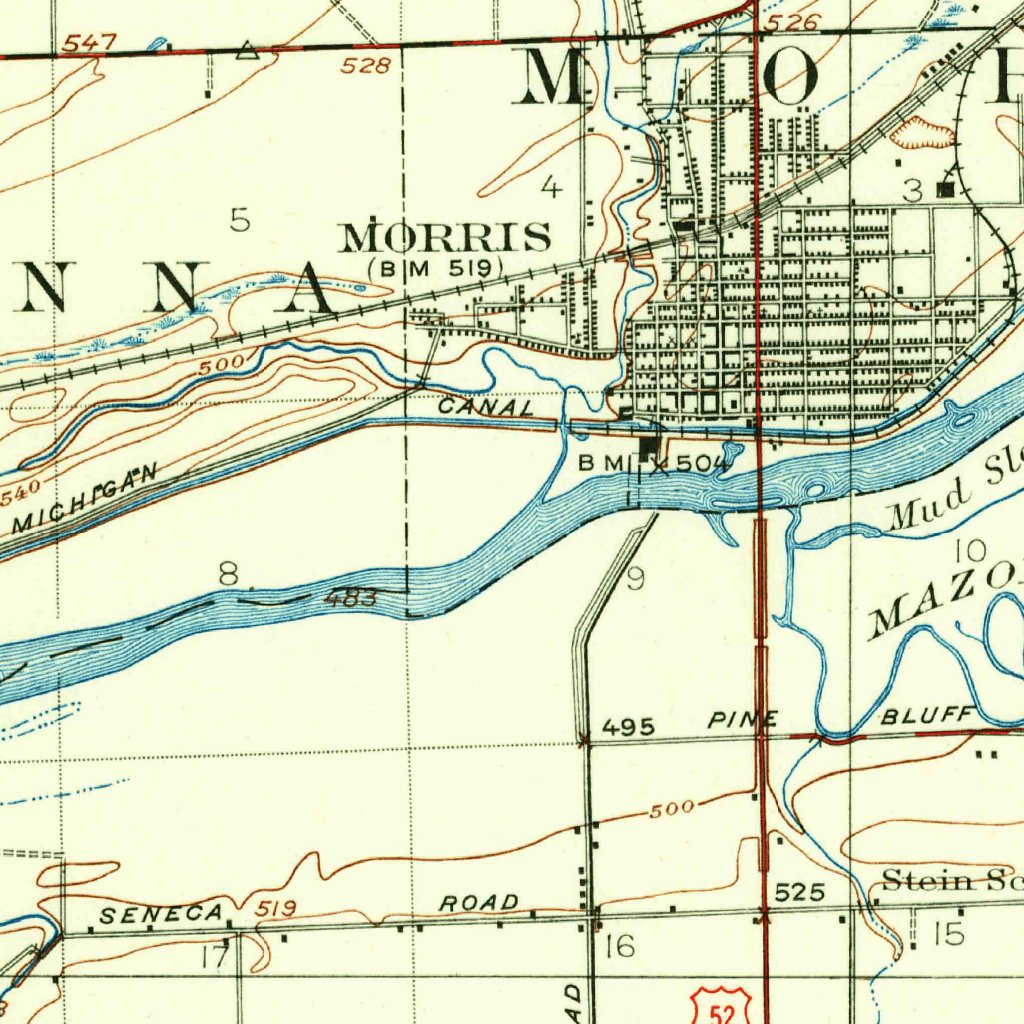 Morris Point Map Morris, IL (1918, 62500-Scale) Map by United States Geological Survey ...