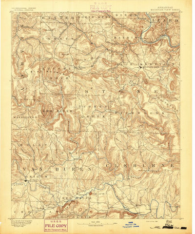 United States Geological Survey Mountain View, AR (1892, 125000-Scale) digital map