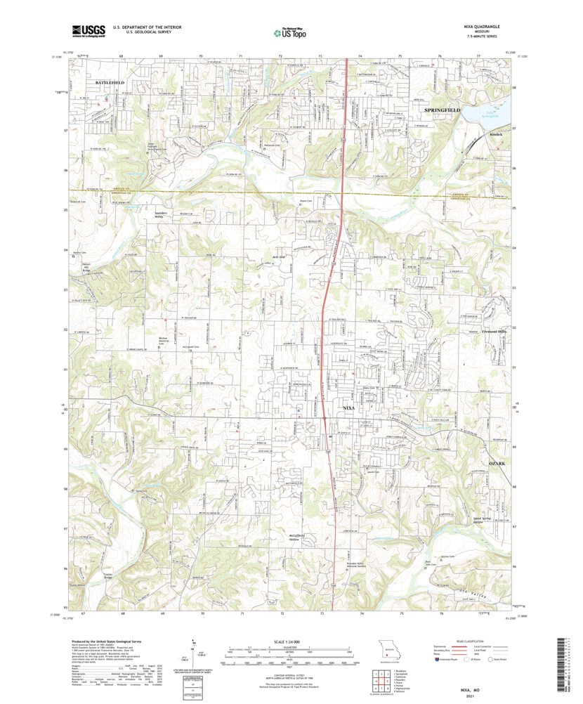 Nixa, MO (2021, 24000-Scale) Map by United States Geological