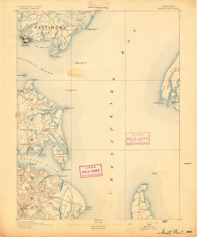 United States Geological Survey North Point, MD (1893, 62500-Scale) digital map