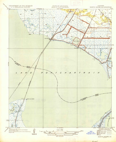 United States Geological Survey North Shore, LA (1936, 31680-Scale) digital map