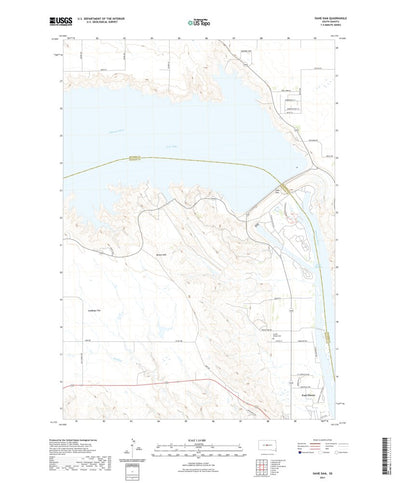 United States Geological Survey Oahe Dam, SD (2021, 24000-Scale) digital map