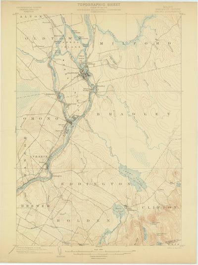 United States Geological Survey Orono, ME (1902, 62500-Scale) digital map