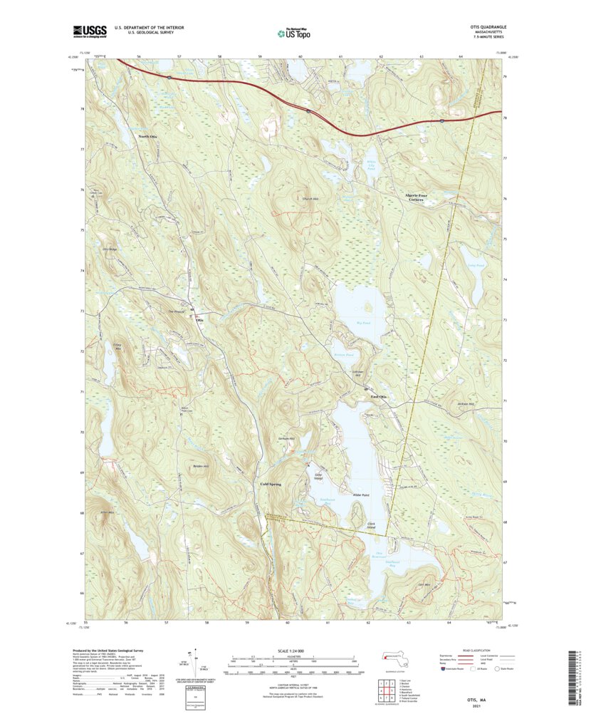 Otis Ridge Map Otis, MA (2021, 24000-Scale) Map by United States Geological Survey ...