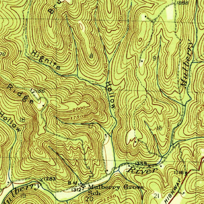 United States Geological Survey Ozone, AR (1936, 62500-Scale) digital map