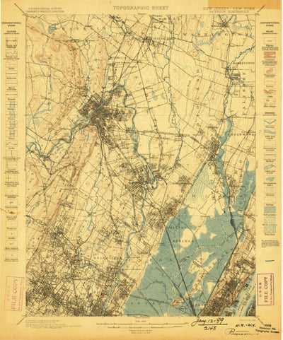 United States Geological Survey Paterson, NJ-NY (1898, 62500-Scale) digital map