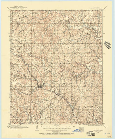 United States Geological Survey Pawhuska, OK-KS (1909, 125000-Scale) digital map