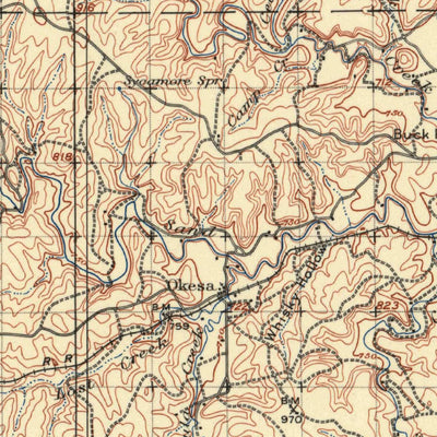 United States Geological Survey Pawhuska, OK-KS (1909, 125000-Scale) digital map