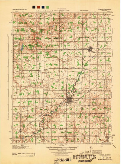 United States Geological Survey Pioneer, OH-MI (1944, 62500-Scale) digital map