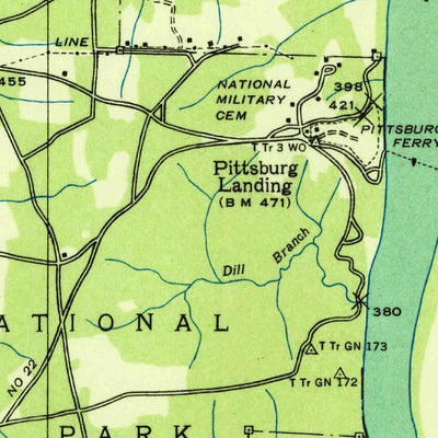United States Geological Survey Pittsburg Landing, TN (1936, 24000-Scale) digital map