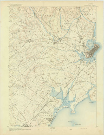 United States Geological Survey Portland, ME (1893, 62500-Scale) digital map