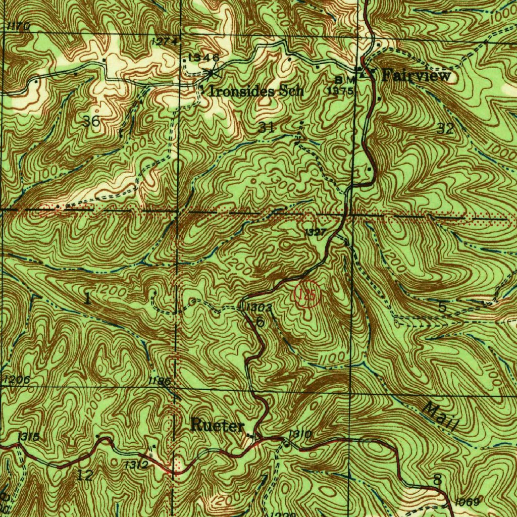 Protem, MO (1943, 62500Scale) Map by United States Geological Survey
