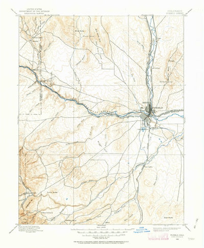 United States Geological Survey Pueblo, CO (1894, 125000-Scale) digital map